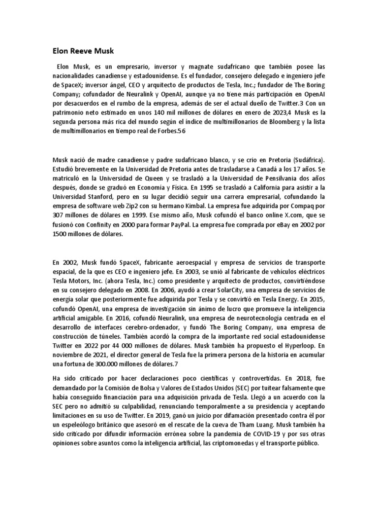 Elon Reeve Musk | PDF | Elon Musk