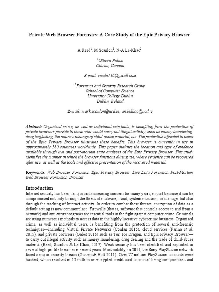 Epic Privacy Browser Forensics Study | PDF | Internet Privacy | Http Cookie