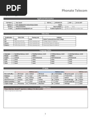 Employment application