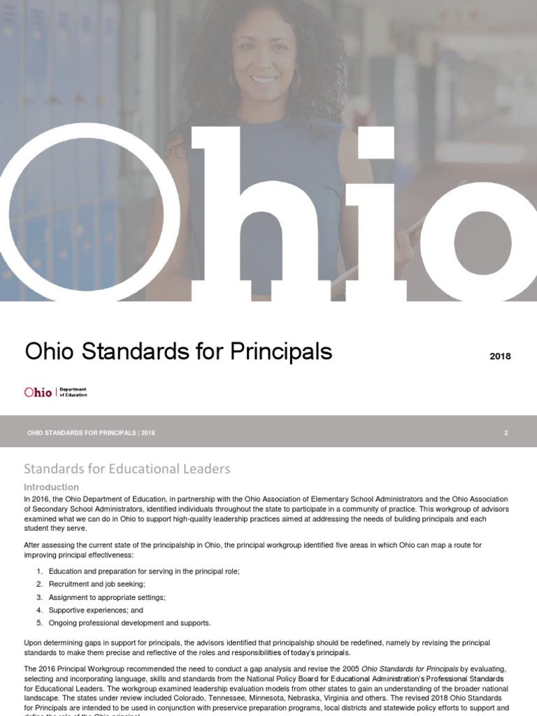 Ohio Principal Standards PDF Teachers Leadership