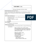 Basic Task Sheet 1.1-2a Writing Invitation Letter