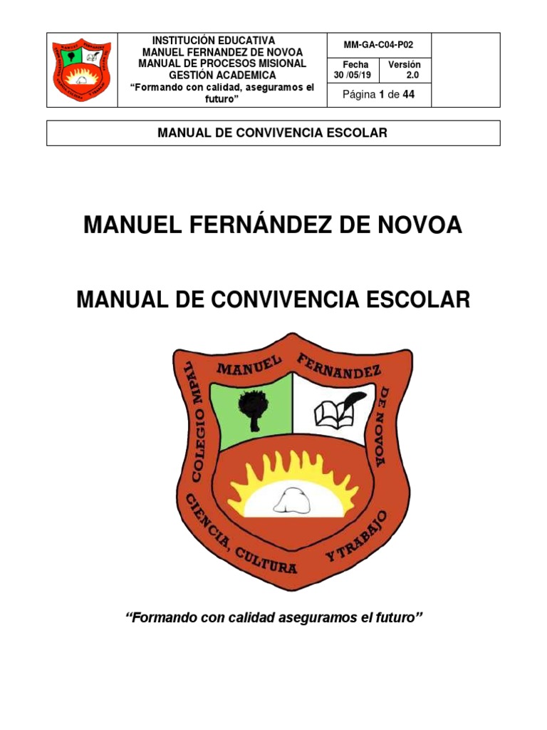 Manual de Convivencia Escolar Colmafen | PDF | Institución | Acoso ...