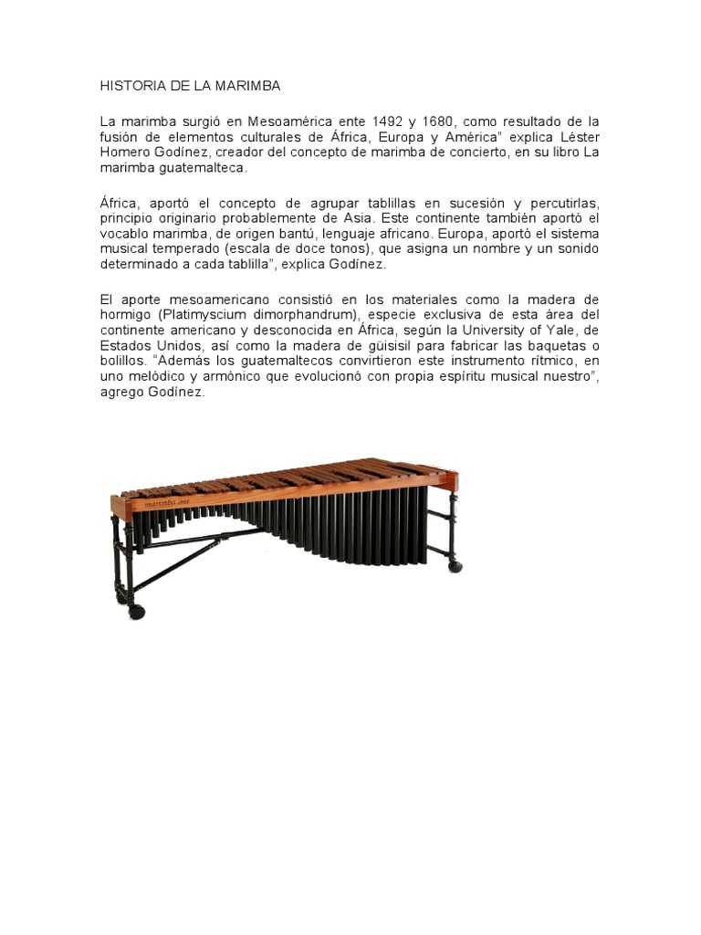 Historia de La Marimba PDF Las artes escénicas Entretenimiento
