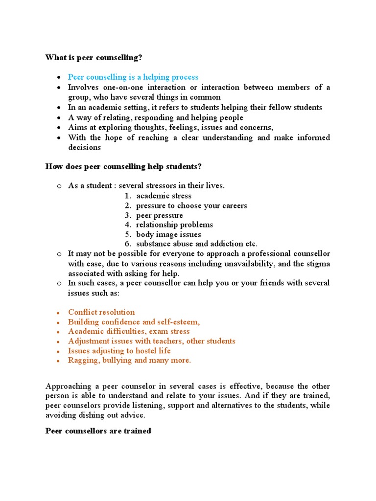Understanding Peer Counseling Benefits | PDF | Psychotherapy | Mental ...