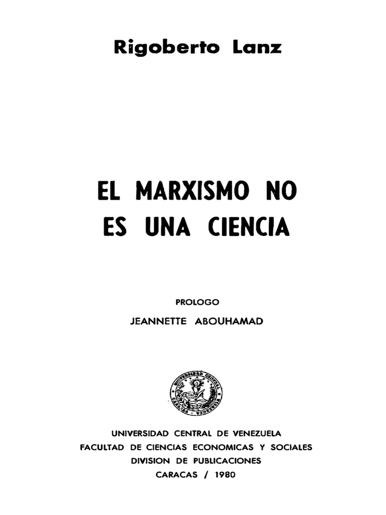 El Marxismo No Es Una Ciencia - Rigoberto Lanz (Indice) | PDF ...