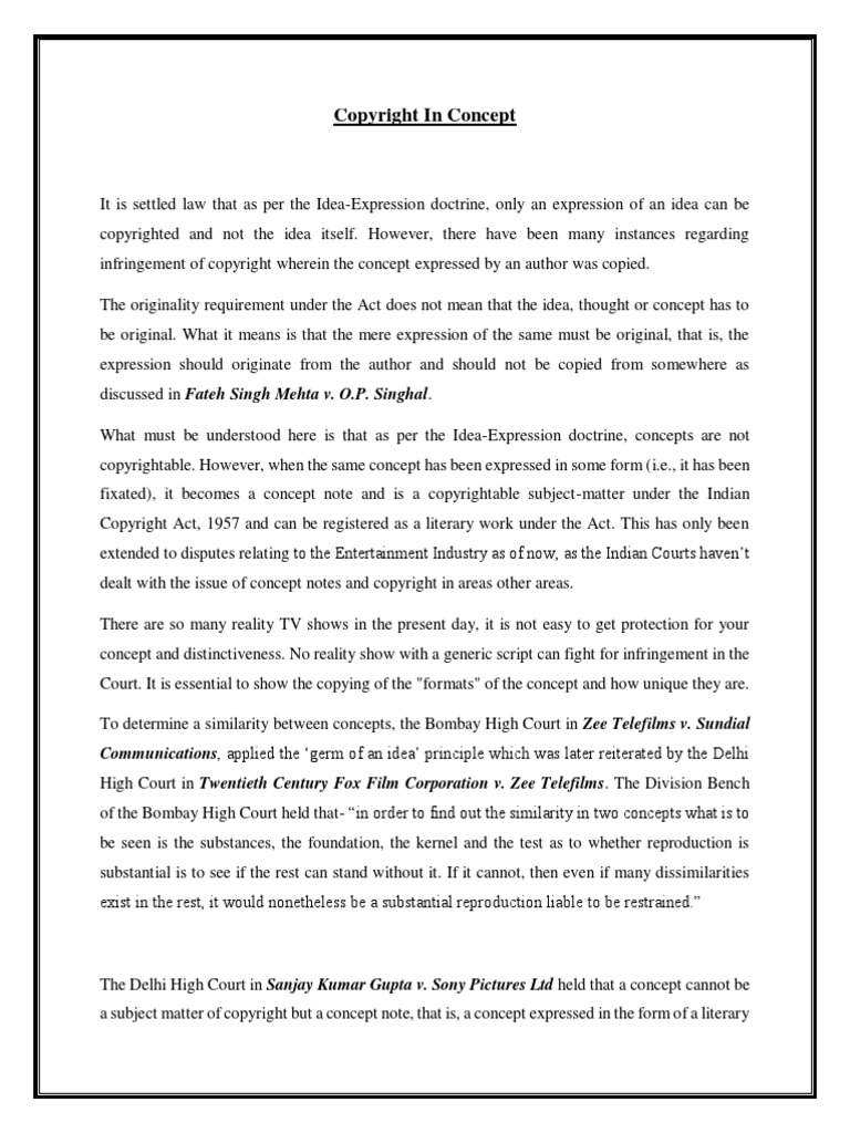 Copyright Protection for Concept Notes | PDF | Copyright | Copyright ...