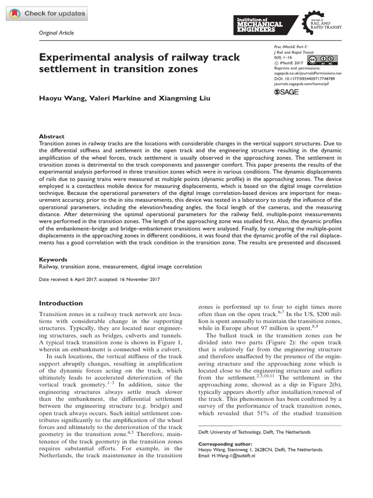Analysis of Railway Track Settlement in Transition Zones Through ...
