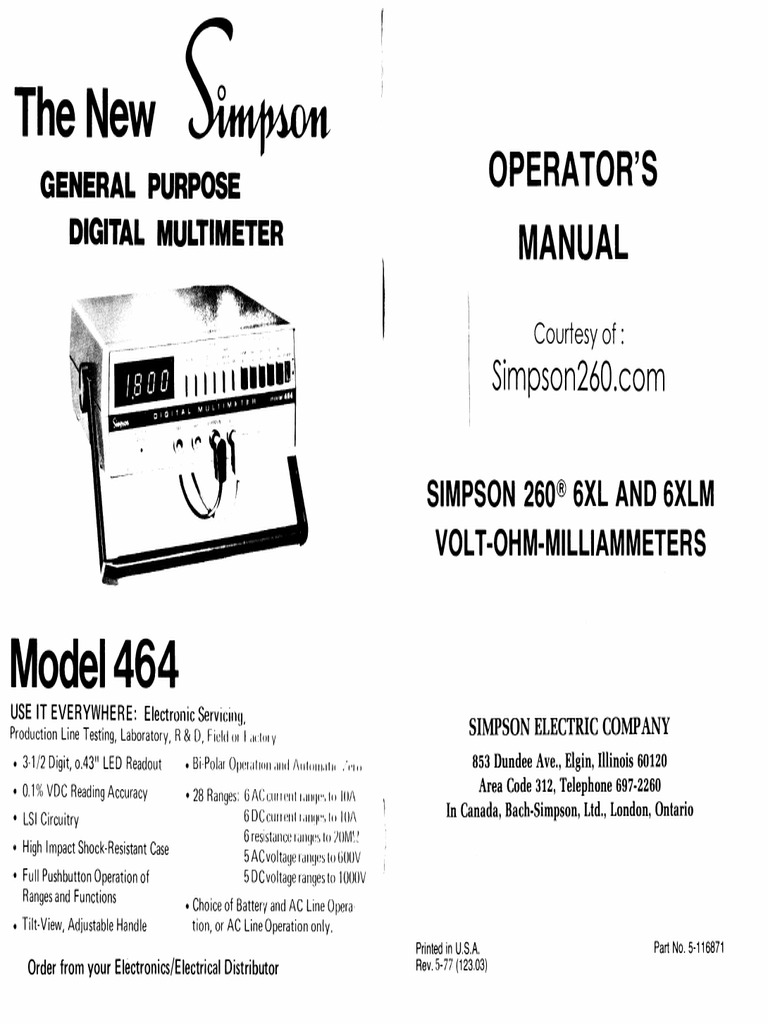 Simpson 2606xl and 6xlm User Manual PDF