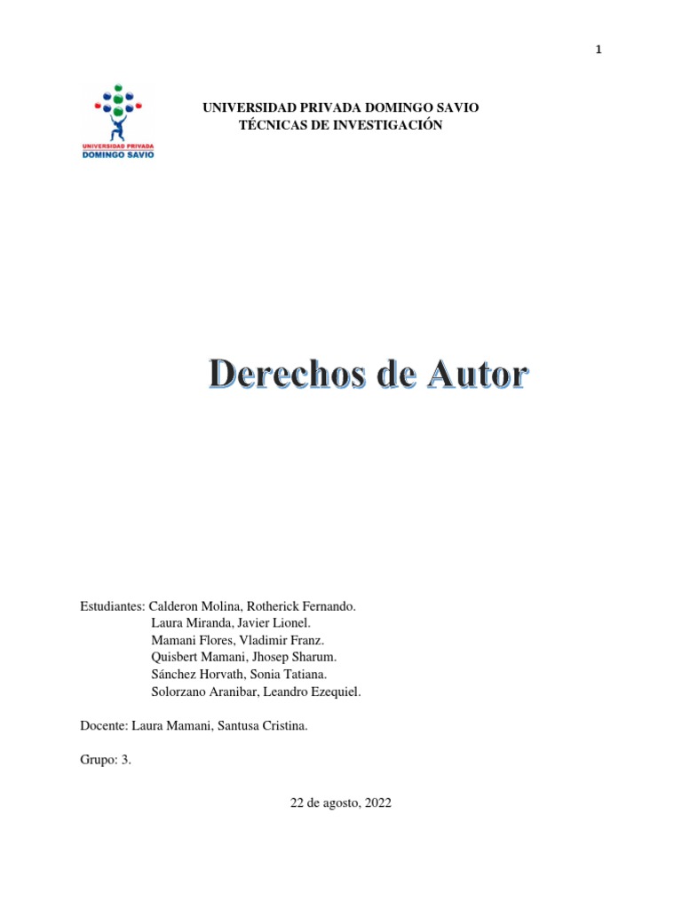 Derechos de Autor y Propiedad Intelectual | PDF | Propiedad intelectual ...