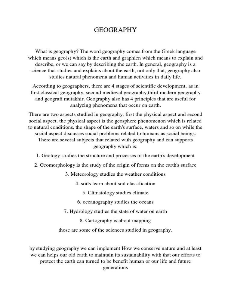 Geography Essay PDF Earth Sciences Geography