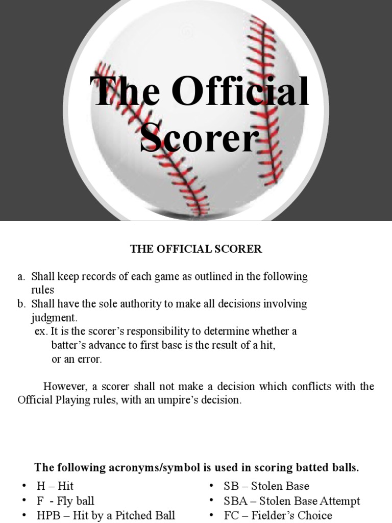 The Official Scorer PDF Ball And Bat Games Sports Rules And
