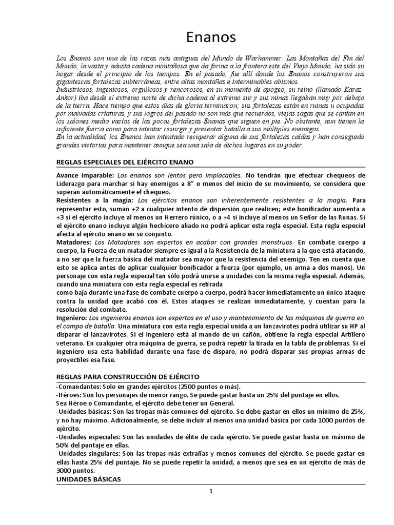 Enanos y sus Unidades de Combate | PDF | Pistola | Militar