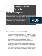 Cómo Se Originó La Falsa Reputación de La Hidroxicloroquina