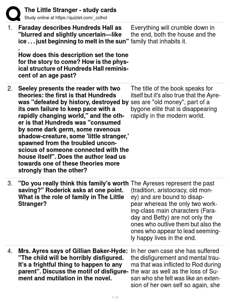 The Little Stranger Quizlet | PDF