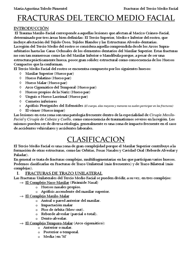 Fracturas del Tercio Medio Facial | PDF | Anatomía humana | Cara
