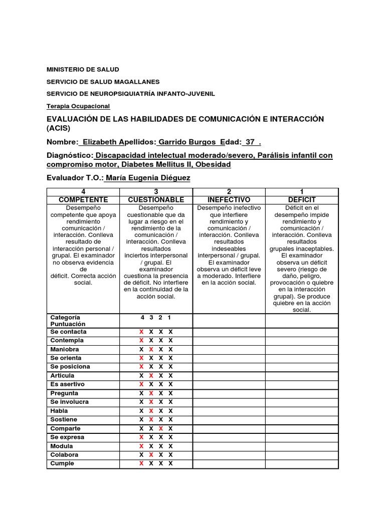 Acis - Puntaje - Elizabet Garrido | PDF | Invalidez | Epidemiología