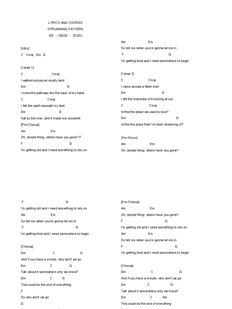 Lyrics and Chords | PDF | Song Structure | Songs