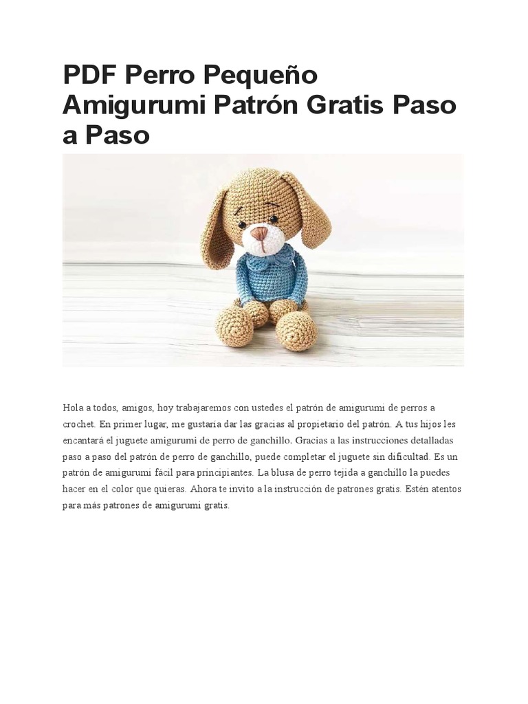 Patrón Amigurumi Perro Pequeño Gratis | PDF | Amigurumi | Tejer