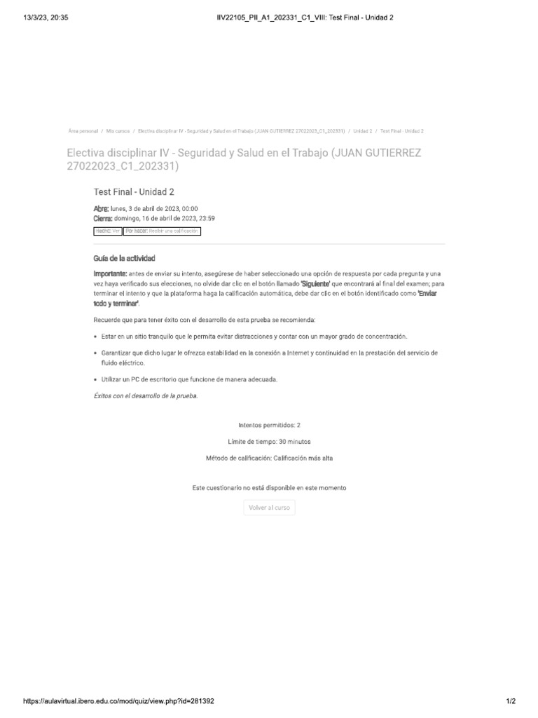 Test Final - Unidad 2 | PDF