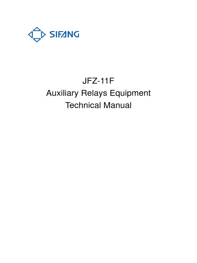 JFZ11F Auxiliary Relay Equipment Technical Manual PDF Relay Switch