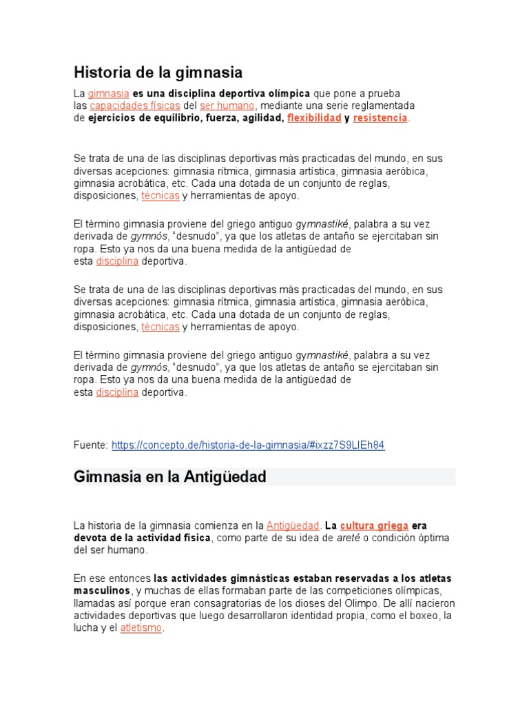 Historia de La Gimnasia | PDF | Gimnasia | Deportes atléticos