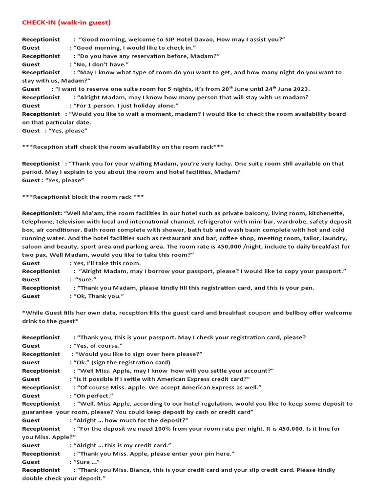 Check in out procedure script pdf american express