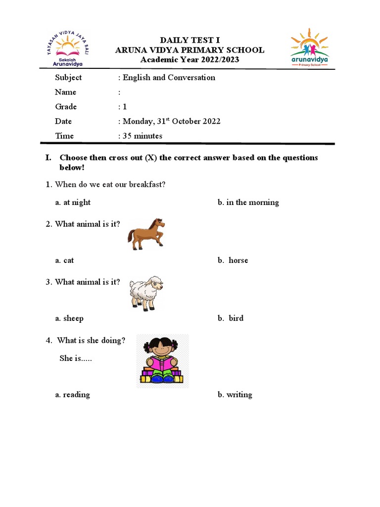 DAILY TEST 2 English & Conversation | PDF | Foreign Language Studies