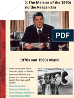 1970s and 1980s Music, Movies, TV, Politics and Economics