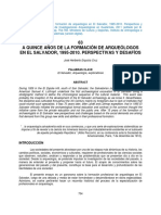 A Quince Años de La Formacion de Arqueologos en El Salvador, 1995 A 2010 Perspectivas y Desafios