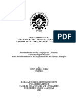 Internship Report Intan Rezkia - English Work in Banking Industry PDF