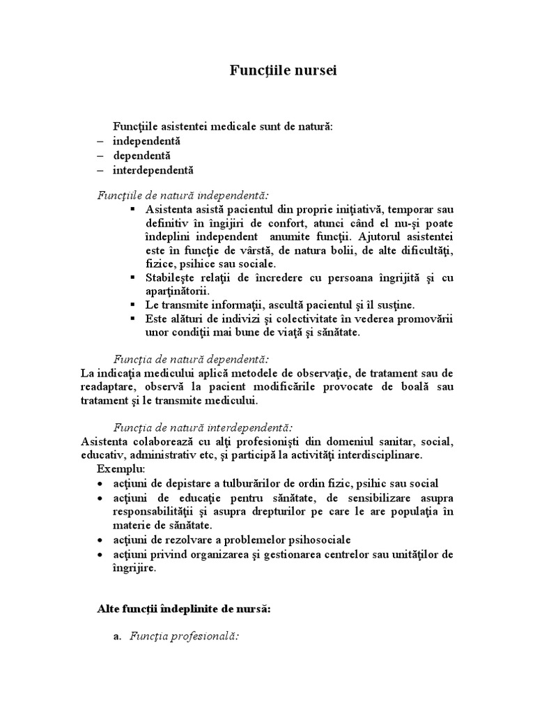 Functiile Nursei | PDF