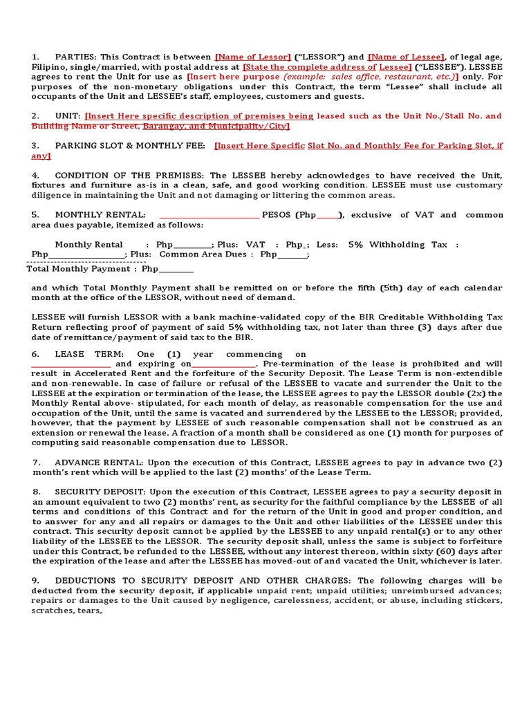 Lease Agreement for Commercial Unit | PDF | Lease | Civil Law (Common Law)