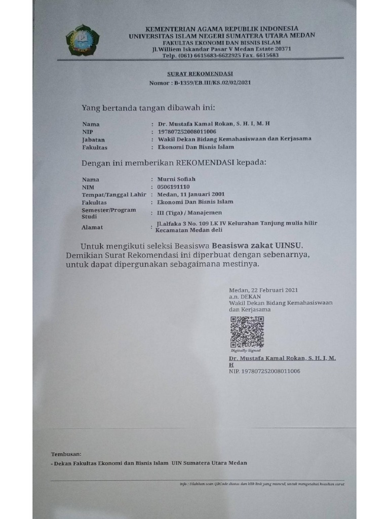 Surat Rekomendasi PDF | PDF