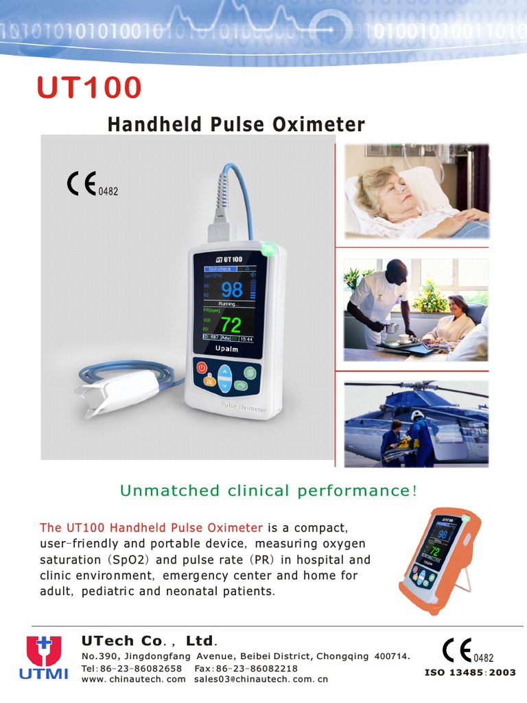 UT100 Handheld Pulse Oximeter Brochure | PDF | Equipment