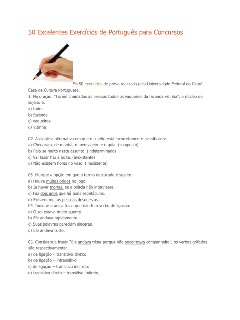 50 Excelentes Exercícios de Português para Concursos | PDF | Assunto ...