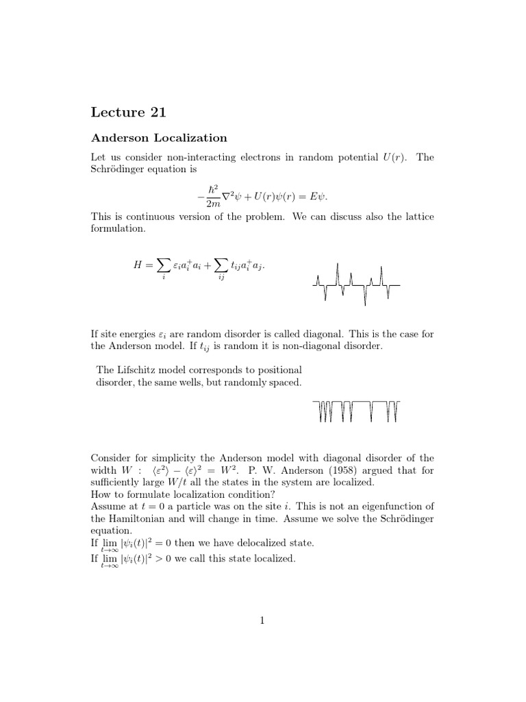 Anderson Localization in Disordered Systems | PDF | Physical Sciences ...