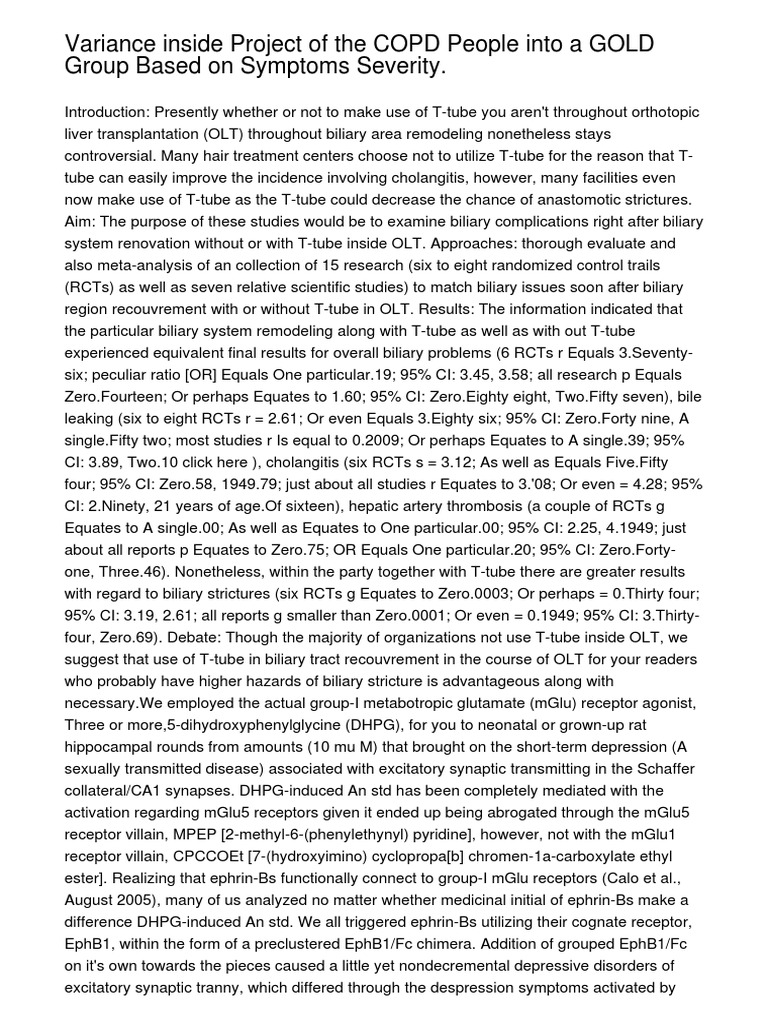 Variance Inside Project of The COPD People Into A GOLD Group Based On