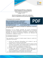 Guía de Actividades y Rúbrica de Evaluación - Unidad 2 - Tarea 2 - Evaluación de Los Procesos Generales