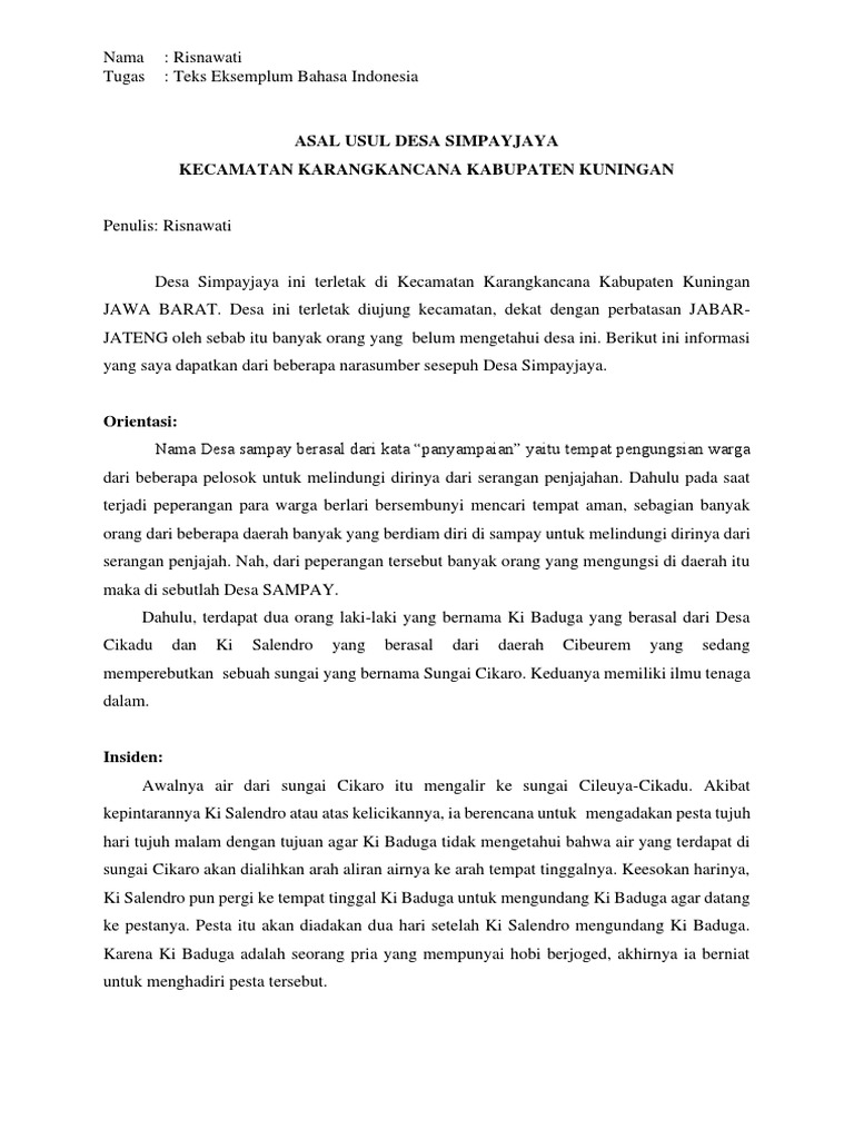 Asal Usul Desa Simpayjaya Kecamatan Karangkancana Kabupaten Kuningan
