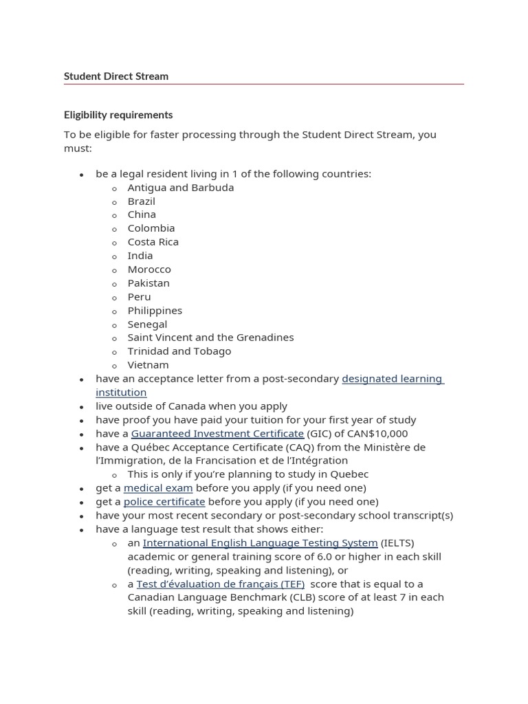 Eligibility Requirements And Application Process For The Student Direct