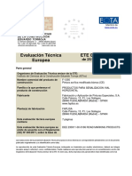 Evaluación Técnica Europea ETE 07/0225: Instit Uto de Cie Ncias de L A Const Rucción Eduardo Torroj A