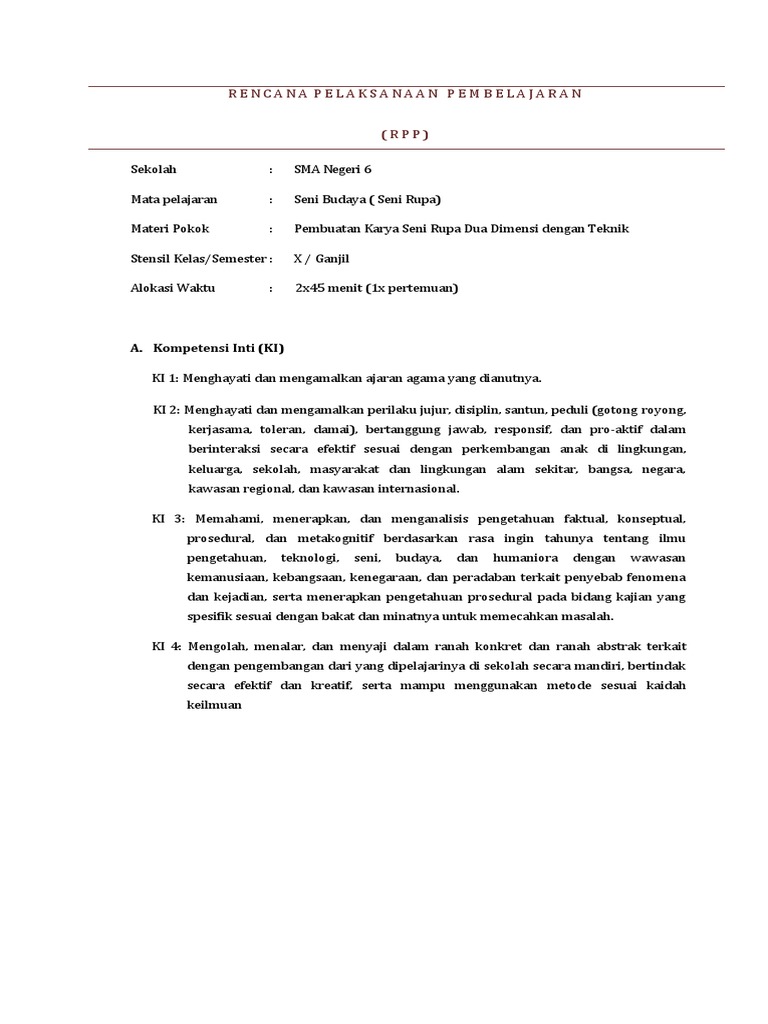 RPP Project Based Learning Seni Rupa | PDF | Karier & Perkembangan | Seni