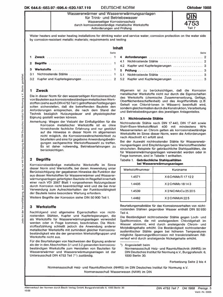Din 4753-7 1988-10 | PDF