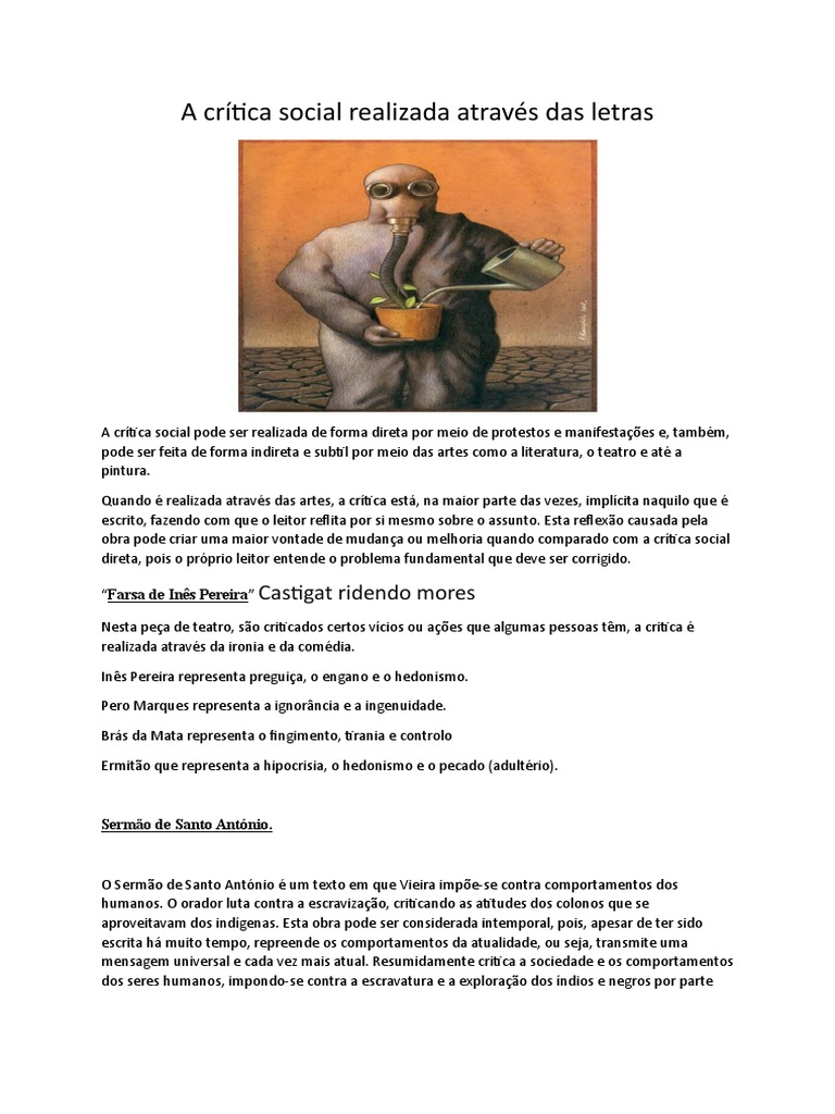 Crítica Social na Literatura e Artes | PDF | Clássicos