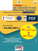 1st Bishan Singh Ji Memorial All India FIDE Rating Tournament With New Dates 10th To 14th Jan 2023 - Opt