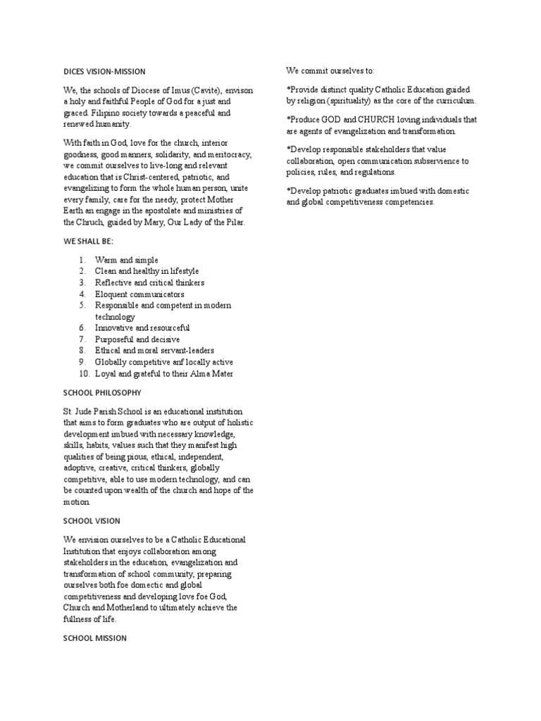 Dices Vision | PDF | Catholic Church