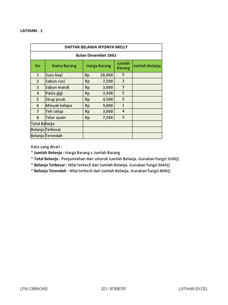 Latihan soal excel 9 5 xlsx pdf
