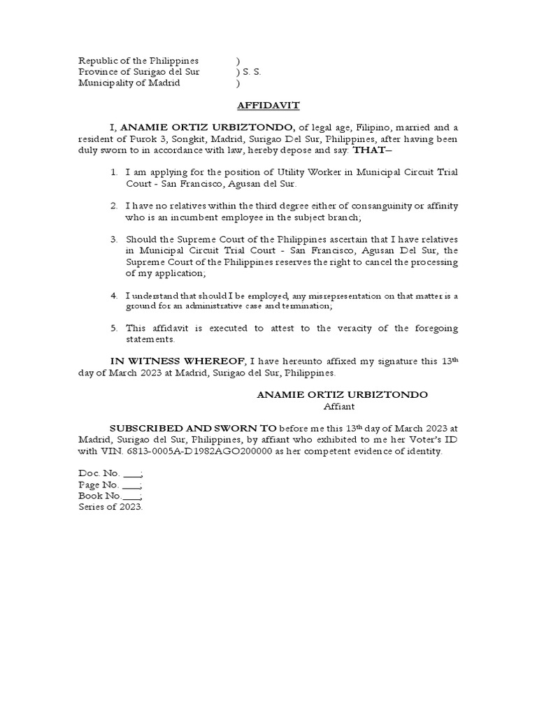 Affidavit - No Relative | PDF