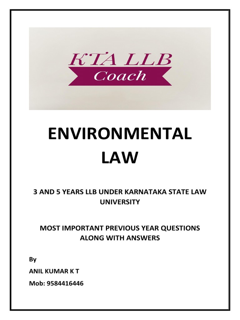 KSLU Environmental Law Notes & Q&A | PDF | Climate Change | Tort