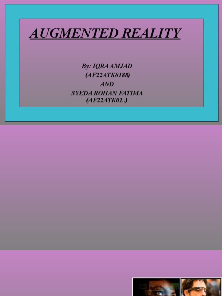 Augmented Reality Seminar Power Point PR PDF Augmented Reality